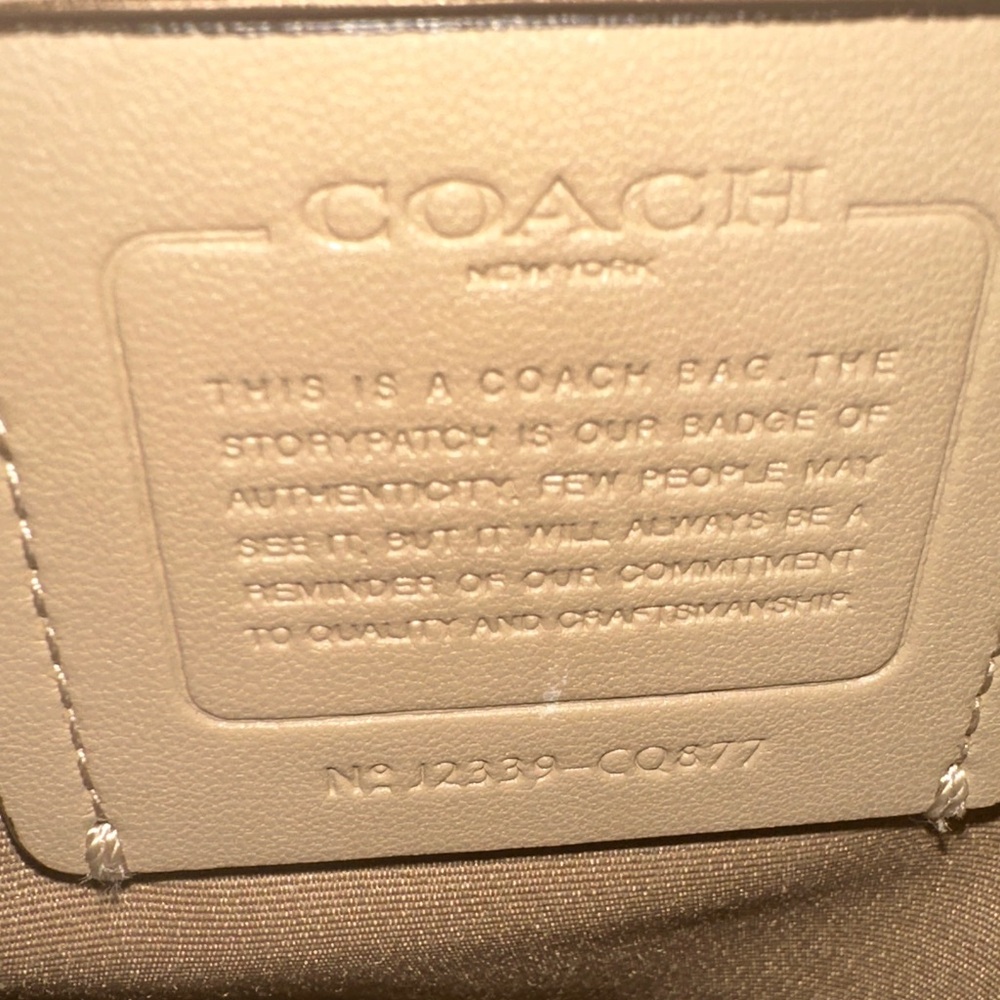 Coach Beige Canvas w/Cream Trim Signature Stripe Dempsey Carryall Tote - Picture 10 of 13